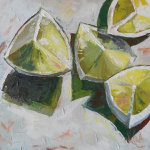 Zingy Limes – Oil on Canvas Board 20cm x 20cm