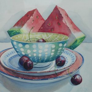 Still Life Gallery Collection 'Juicy Watermelon and Black Cherries'