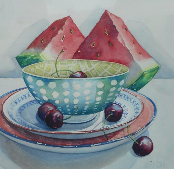 Still Life Gallery Collection 'Juicy Watermelon and Black Cherries'