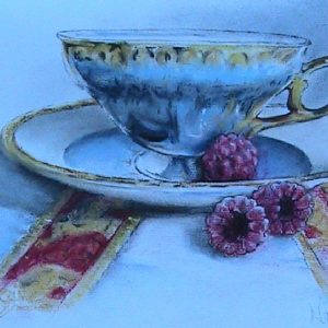 “Raspberries & Blue China” – Pastel on Paper 26cm x 36cm