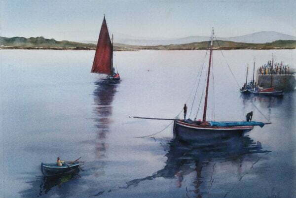 Fair Weather On Regatta Day, Roundstone - 32cm (h) x 42cm (w)