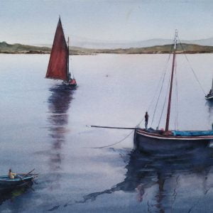 “The Harbour, Roundstone” – Connemara, Co. Galway Watercolour on Paper  35cm x 50cm