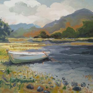 In Quiet Waters, A Little Knot Holds It Docked - 20cm (h) x 25cm (w) SOLD