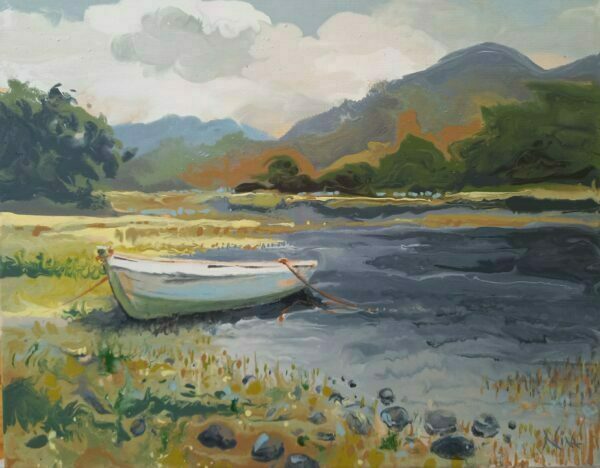 In Quiet Waters, A Little Knot Holds It Docked - 20cm (h) x 25cm (w) SOLD