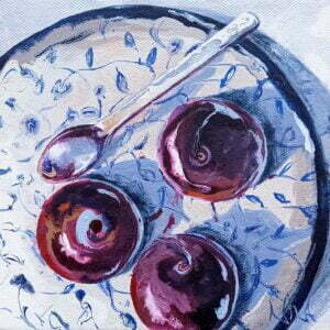 A Plate Of Plums -15cm x 15cms