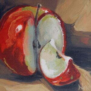 acrylic painting of an apple on canvas