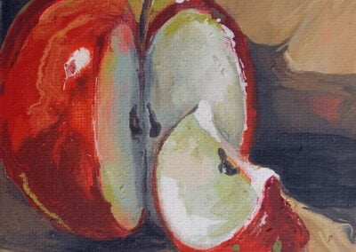 acrylic painting of an apple on canvas