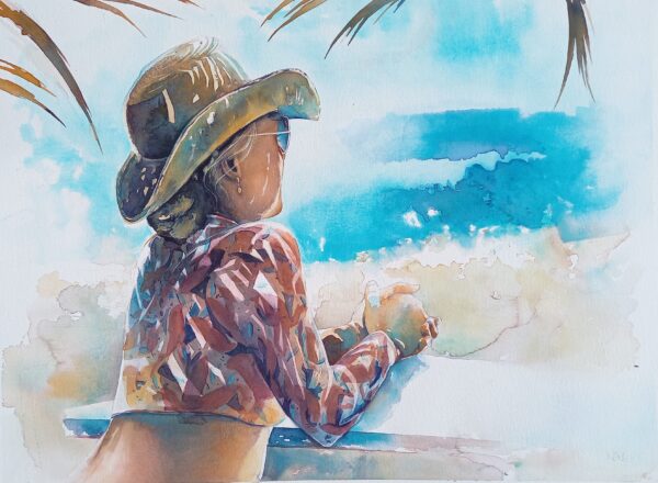 Day Dreamer - Figurative Watercolour Painting