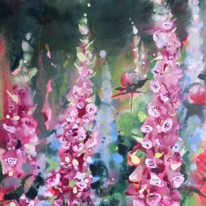 In The Shade Beneath The Crabapple Tree -  Foxgloves - Floral Painting