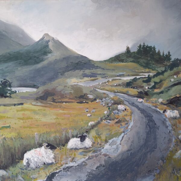 Little Roads Where Bog Cotton Grows, Kylemore - Square Greeting Card - A12b