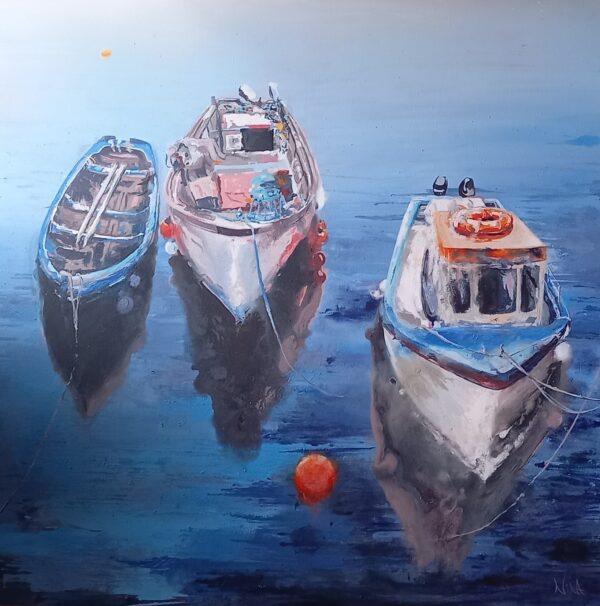 In The Afternoon Sun, Roundstone Harbour - Square Greeting Card - A7