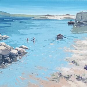 Swimming On The Incoming Tide', Ervallagh, Roundstone - Square Greeting Card - A9