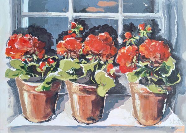 The Red Geraniums I Left On The Window Ledge - Rectangular Greeting Card - B2