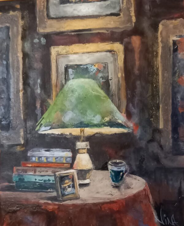 The Lamp With The Green Shade - Interior Painting
