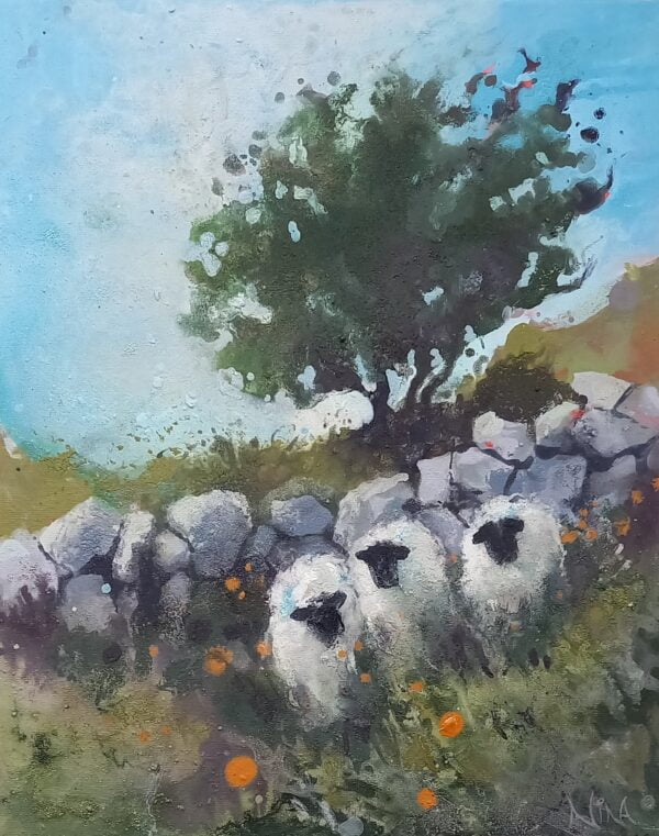 Hillside Ramblers - Landscape Sheep Painting
