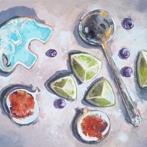 Figs Limes & Blueberries - Still Life Painting