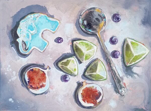 Figs Limes & Blueberries - Still Life Painting