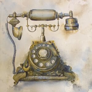 In The Days Of Dialing - Still Life Watercolour Painting