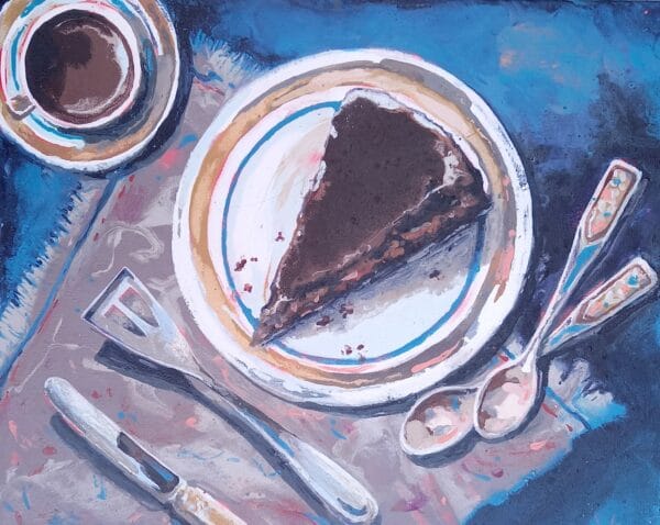 Cake With Good Coffee - Still Life Painting