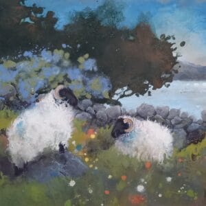 Relaxing In The Sun - Landscape Sheep Painting
