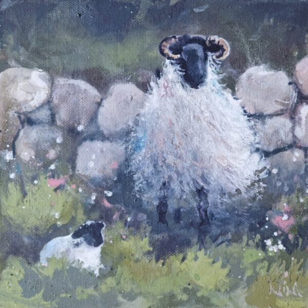 Solace In The Spring Air - Landscape Sheep Painting