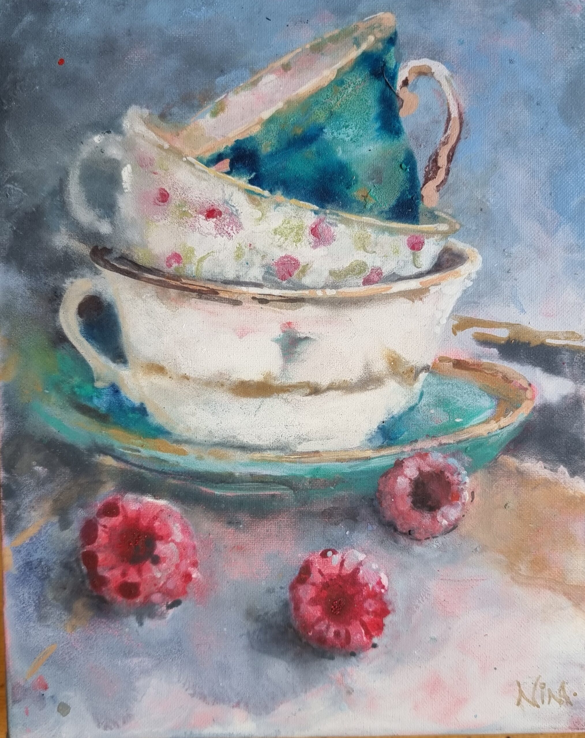 Three China Teacups - Still Life Painting