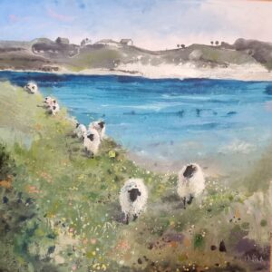 Rambling Along - Landscape Sheep Painting