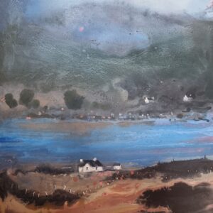 Cottages Beneath The Hills - Landscape Painting