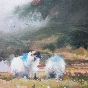 Mist Over The Meadow - Landscape Sheep Painting