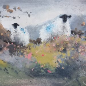 High Pasture - Landscape Sheep Painting