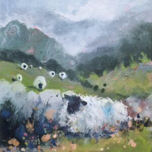 Finding Shelter - Landscape Sheep Painting