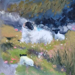 Above The Meadow - Sheep Landscape Painting