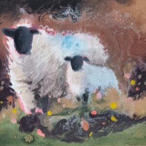 Meadow Whispers - Sheep Landscape Painting